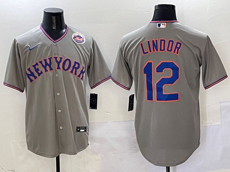 Men New York Mets #12 Lindor Grey Second generation 2025 Nike MLB Jersey style 3->new york mets->MLB Jersey